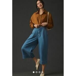 Anthropologie Pilcro High-Rise Pleated Culottes Denim Light Pants Size: 27